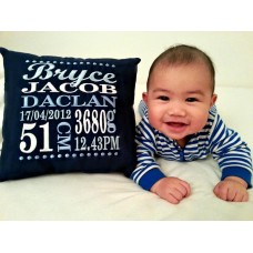 Classic Birth Announcement Pillow - Boy